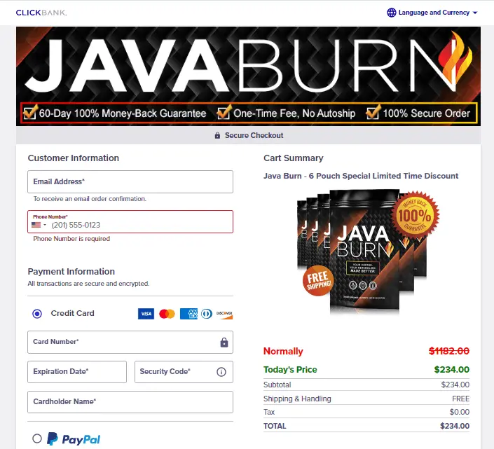 Java Burn order